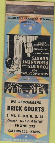 Matchbook Cover - Brick Courts Caldwell KS WORN