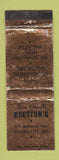 Matchbook Cover - Bretton's Restaurant Kansas City MO POOR
