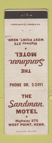 Matchbook Cover - Sandman Motel West Point NE