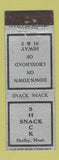 Matchbook Cover - Snack Shack Shelby MT WEAR