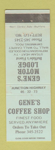 Matchbook Cover - Gene's Motor Lodge Coffee Shop Buffalo MO