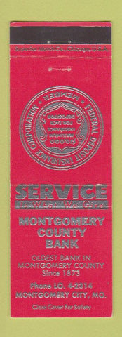Matchbook Cover - Montgomery County Bank Montgomery City MO