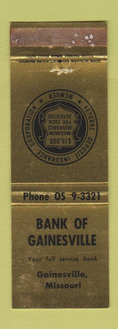 Matchbook Cover - Bank of Gainesville MO WEAR