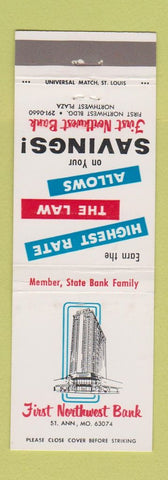 Matchbook Cover - First National Bank St Ann MO