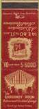 Matchbook Cover - Burgundy Room New York City