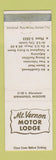 Matchbook Cover - Mount Vernon Motor Lodge Springfield MO WEAR