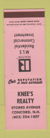 Matchbook Cover - Knee's Real Estate Concord NH