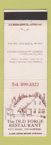 Matchbook Cover - Old Forge Restaurant West Rindge NH DD Bean