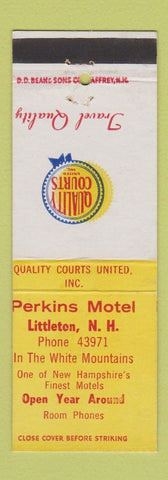 Matchbook Cover - Perkins Motel Littleton NH Quality Courts DD Bean MISCUT