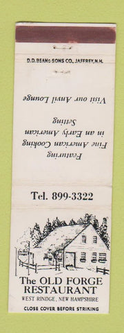Matchbook Cover - Old Forge Restaurant West Rindge NH DD Bean