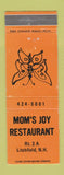 Matchbook Cover - Mom's Joy Restaurant Litchfield NH WEAR butterfly