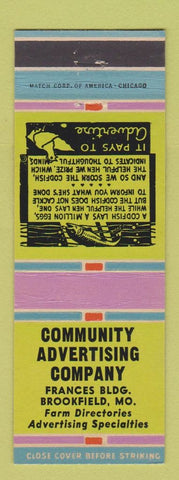 Matchbook Cover - Community Advertising Company Brookfield MO