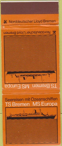 Matchbook Cover - TS Brement MS Europa Ship matchbox