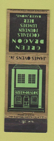 Matchbook Cover - Green Dragon Restaurant Baker MT deco WEAR