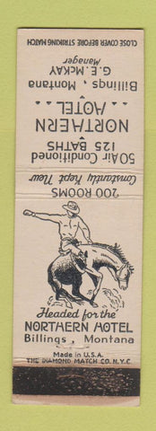Matchbook Cover - Northern Hotel Billings MT cowboy WEAR