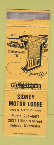 Matchbook Cover - Sidney Motor Lodge NE WEAR