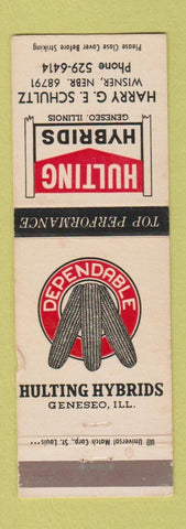 Matchbook Cover - Hulting Hybrids Corn Seed Wisner NE Harry Schultz WEAR