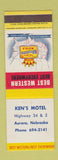 Matchbook Cover - Ken's Motel Aurora NE Best Western