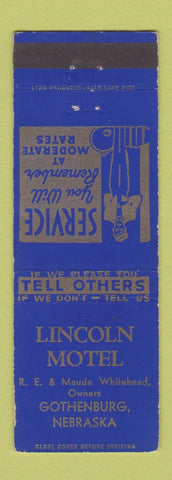 Matchbook Cover - Lincoln Motel Gothenburg NE WEAR