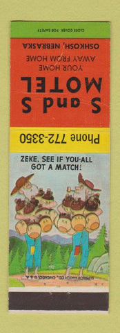 Matchbook Cover - S&S Motel Oshkosh NE hillbilly