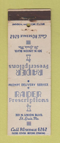 Matchbook Cover - Rader Drug St Louis MO WORN