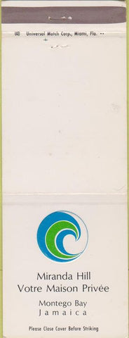 Matchbook Cover - Miranda Hill Votre Maison Montego Bay Jamaica