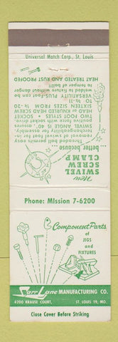 Matchbook Cover - Carr Lane Manufacturing St Louis MO Screw Clamps