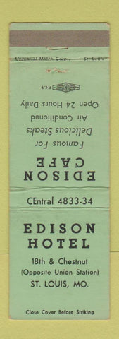 Matchbook Cover - Edison Hotel Cafe St Louis MO
