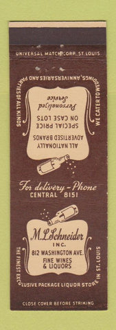 Matchbook Cover - ML Schneider Liquor St Louis MO