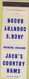 Matchbook Cover - Jack's Country Hams Branson MO