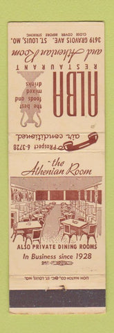 Matchbook Cover - Alba Restaurant Athenian Room St Louis MO