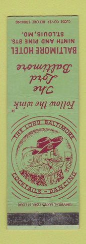 Matchbook Cover - Lord Baltimore Hotel St Louis MO WEAR