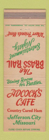 Matchbook Cover - Adcock's Cafe Jeffreson City MO WEAR