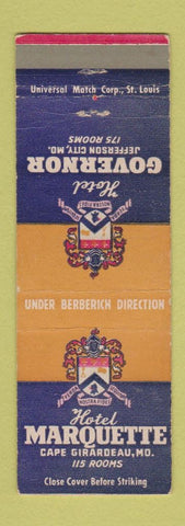 Matchbook Cover - Hotel Marquette Governor Gape Girardeau Jefferson City MO