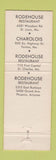 Matchbook Cover - Rodehouse Restaurant Lounge Fenton St Louis St Charles MO