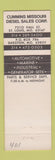 Matchbook Cover - Cummins Diesel Power St Louis MO