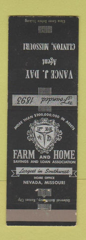 Matchbook Cover - Vance Day Insurance Clinton MO MISCUT