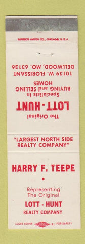 Matchbook Cover - Marry Teepe Lott Hunt Real Estate Dellwood MO