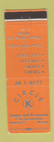 Matchbook Cover - Circle K Restaurant Ferguson MO