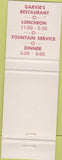 Matchbook Cover - Garvie's Wichita KS
