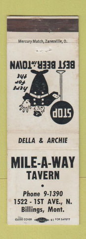 Matchbook Cover - Mile A Way Tavern Billings MT WEAR