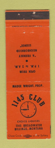 Matchbook Cover - 1145 Club Billings MT WEAR