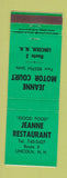 Matchbook Cover - Jeanne Motor Court Restaurant Lincoln NH