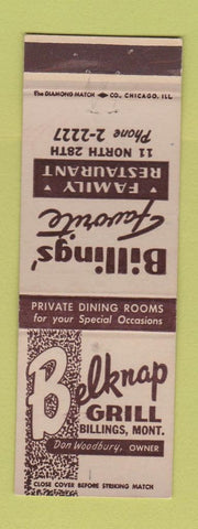 Matchbook Cover - Belknap Grill Billings MT