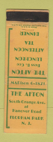 Matchbook Cover - The Afton Restaurant Florham Park NJ WEAR