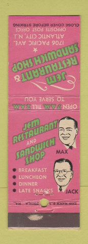 Matchbook Cover - Jem Restaurant Atlantic City NJ WEAR