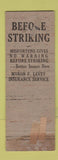 Matchbook Cover - Myron Levey Insurance Union City NJ WORN