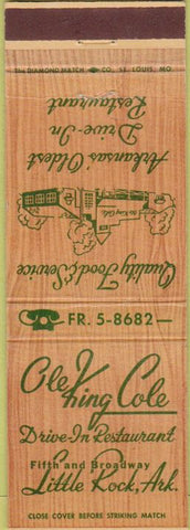 Matchbook Cover - Ole King Cole Little Rock AR
