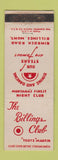 Matchbook Cover - Billings Club Restaurant Billings MT WORN