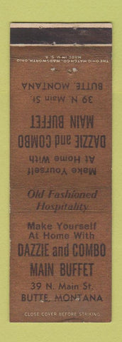 Matchbook Cover - Dazzie and Combo Main Buffet Butte MT WEAR